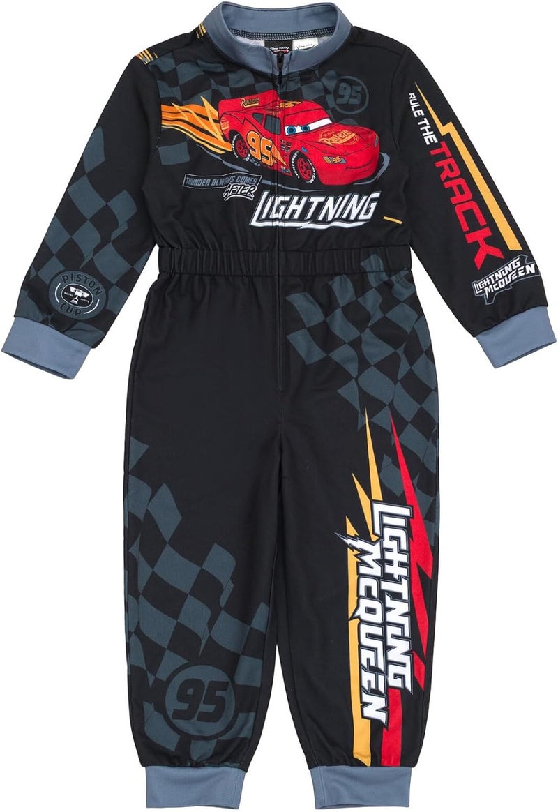 Disney Cars French Terry Racing Zip Up Coverall Toddler to Big Kid Sizes (2T - 10-12) - Image 1